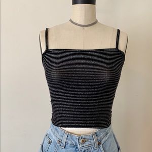 Brandy Melville gray black striped Faye tank
